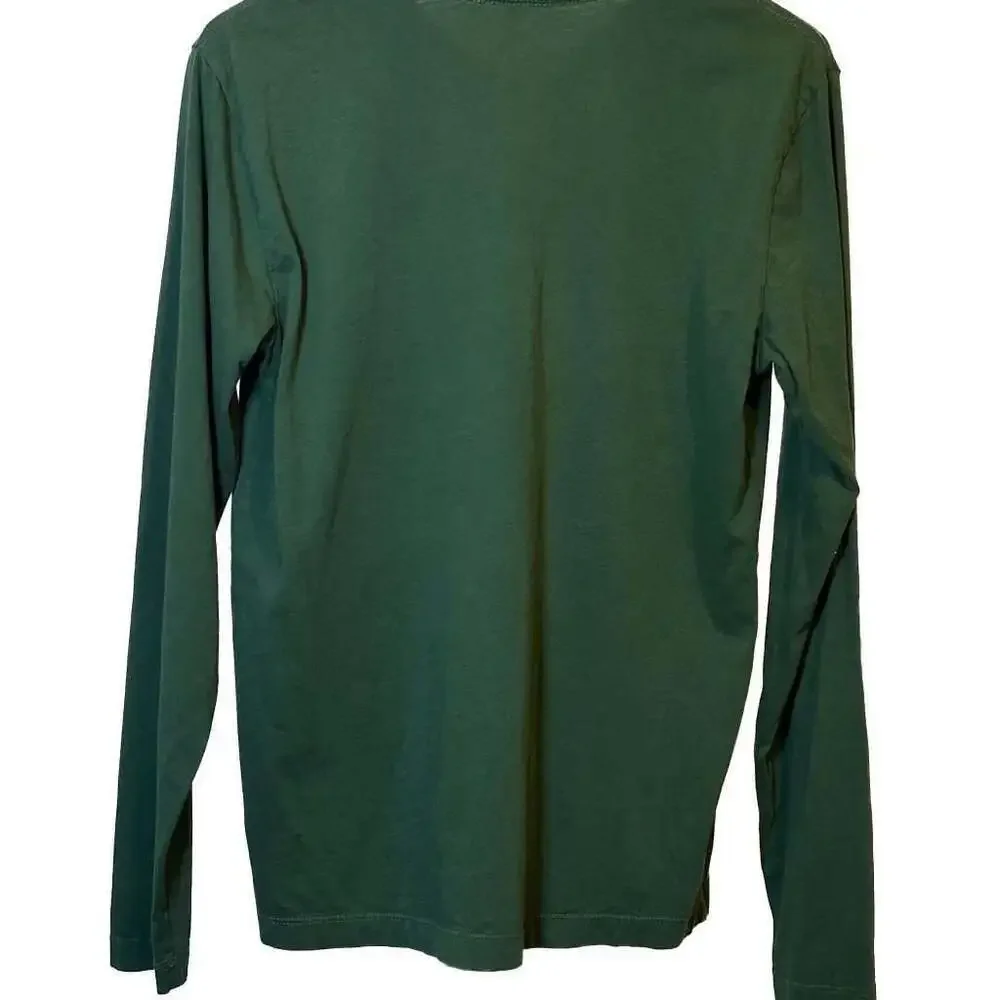 True Religion Men's Long Sleeve Barcode Tee Southbay Steel Green Small